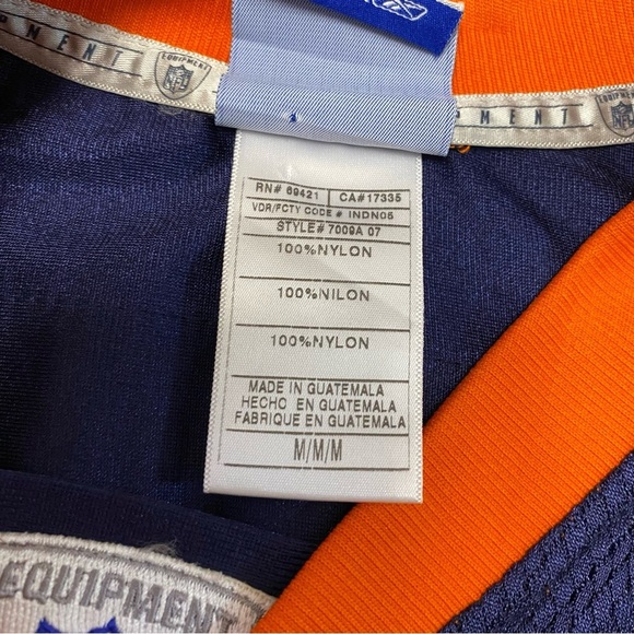 Reebok Denver Broncos Brian Dawkins Jersey 20 Football NFL Blue Orange Shirt - Picture 5 of 14